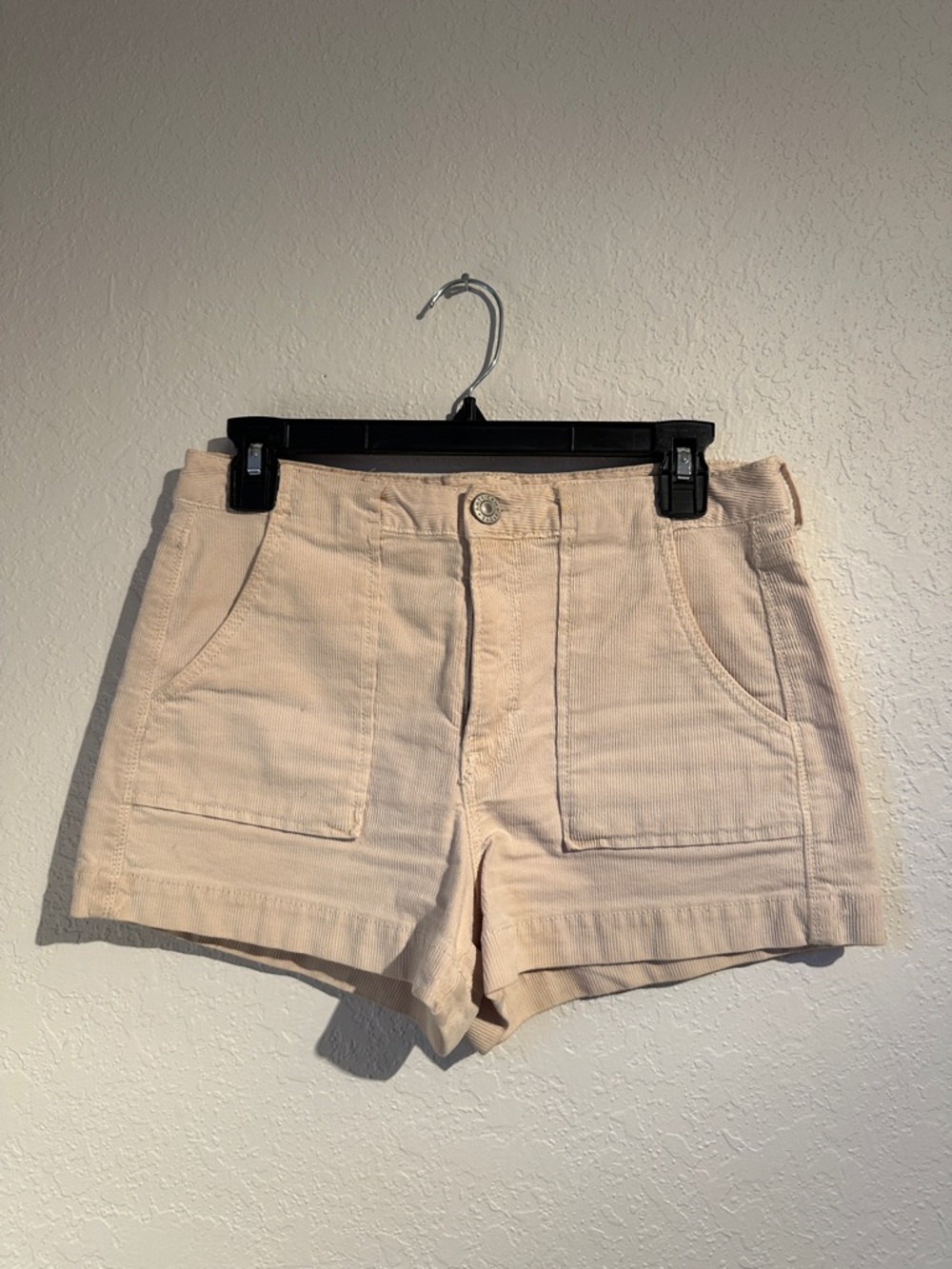 American Eagle Outfitters Cream Corduroy High-Rise Shorts